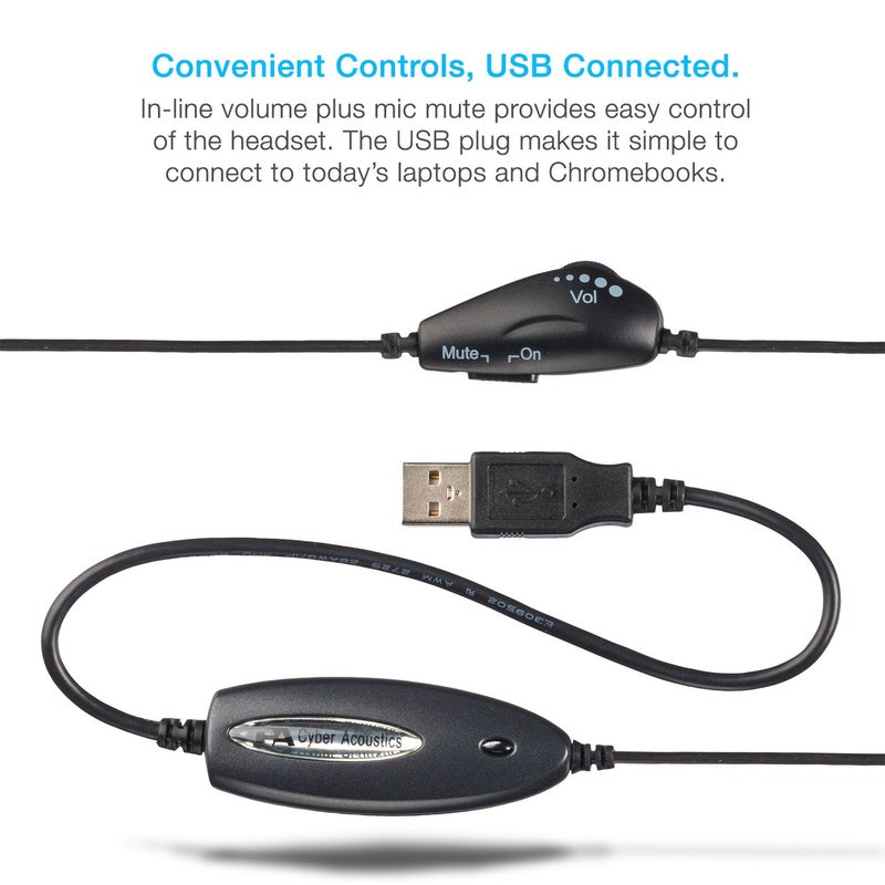 Cyber Acoustics سماعة رأس USB مونو AC-840 من سايبر أكوستيكس، سماعة مع ميكروفون، رائعة للتعليم والمكاتب ومراكز الاتصال (AC-840) - Image 5